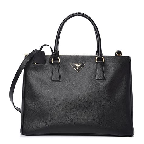 prada black saffiano leather large galleria double zip tote|Prada large saffiano leather wallet.